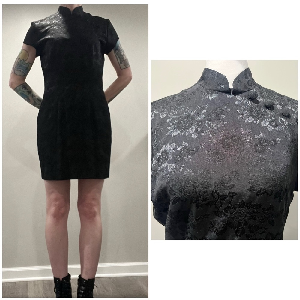 Vintage 1990’s Black Mini Dress with Mandarin Collar